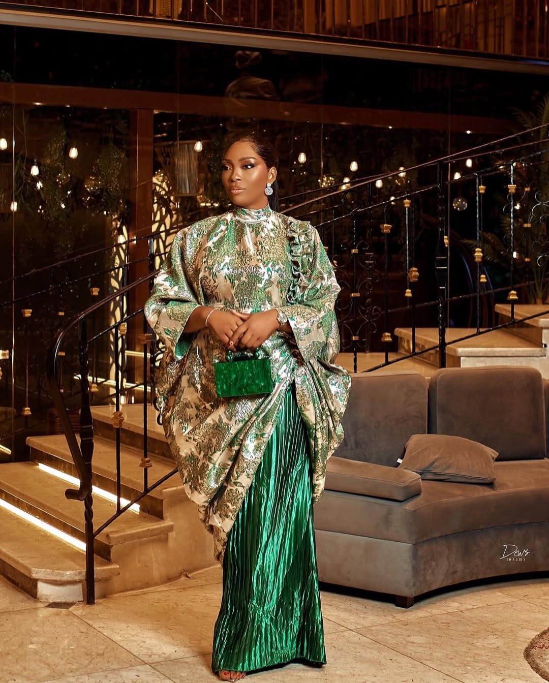 Brocade and pleated 